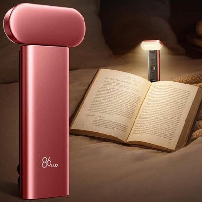 86lux Book Light, Rechargeable Reading Light for Book in Bed | 3 Color Modes & Stepless Dimming, Aluminum Alloy LED Bookmark Light for Book Lovers, Technology Black