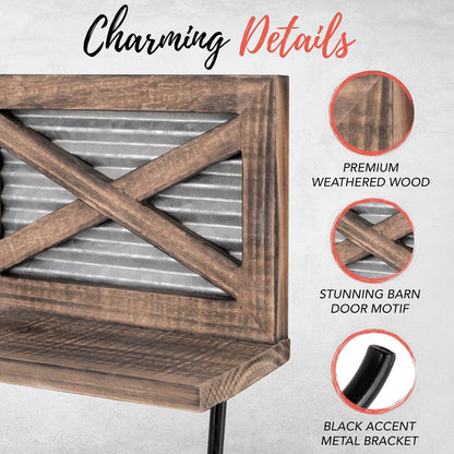 Autumn Alley Rustic Farmhouse Toilet Paper Holder with Shelf for Wipes - Rustic Farmhouse Bathroom Decor - Farmhouse Bathroom Accessories and Western Bathroom Decor Wall Mounted, Brown Wood