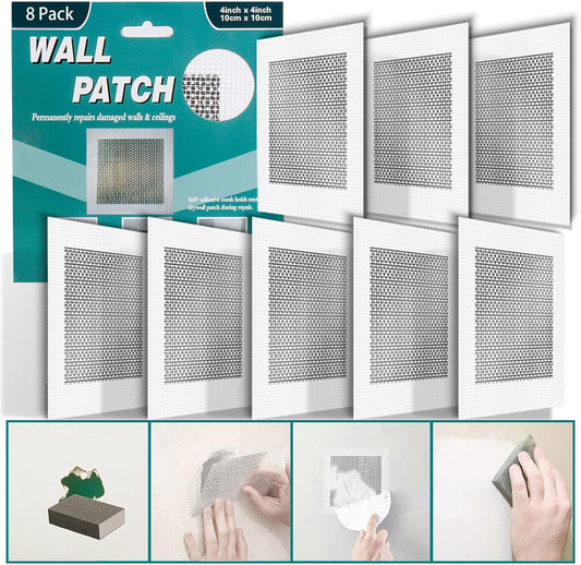 8Pcs 6 Inch Drywall Patch, Wall Repair Patches Wall Hole Repair Patch | Wall Patch for Aluminum Metal Sheetrock Ceiling, Self-Adhesive Fiberglass Repair Kit(6"x 6")