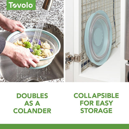 Tovolo Microwave Splatter Cover for Food, Large (Charcoal) - Collapsible & Vented Silicone Splatter Guard Lid - Microwave Plate & Dish Cover with Handle - BPA-Free Kitchen Gadget for Meal Prep