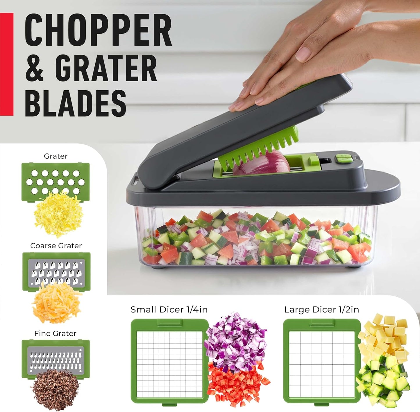 Mueller The Real Original Pro Vegetable Chopper & Mandoline Slicer, 10-in-1 | since 2013, 8 Blade Food Veggie Chopper, Onion Vegetable Cutter with Container, Kitchen Gadgets & Essentials