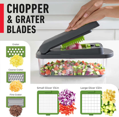 Mueller The Real Original Pro Vegetable Chopper & Mandoline Slicer, 10-in-1 | since 2013, 8 Blade Food Veggie Chopper, Onion Vegetable Cutter with Container, Kitchen Gadgets & Essentials