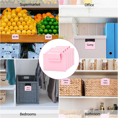 13Pcs White Clip-On Basket Labels Set with Chalk Marker, Reusable Pantry Bin Labels for Kitchen, Closet & Storage Organization