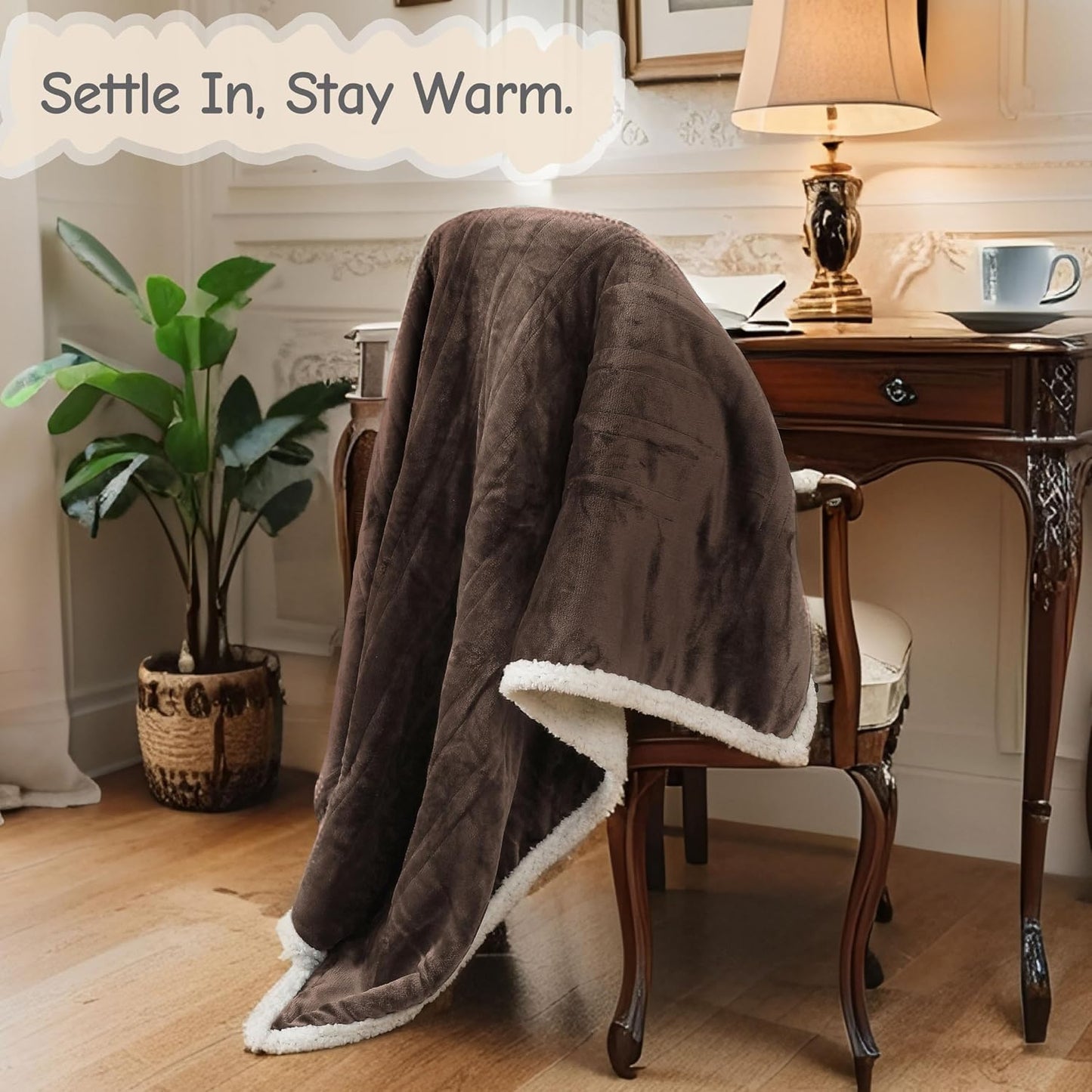 Soypipo Electric Heated Throw Blanket 50"x60", Faux Fur Plush with 4 Heat Settings & 2/4/8/10H Auto Shut-Off, Overheat Protection, Machine Washable, for Office & Chair, Dark Grey