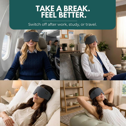 Heated Eye Mask – Cordless Electric Warm Eye Compress for Dry Eyes, Stye & Eye Strain Relief – 4 Heat Settings, Rechargeable, Light-Blocking, Blackout, Washable Cover (Ocean Stone)