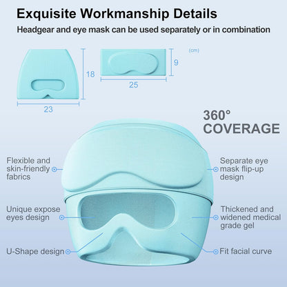 2 in 1 Migraine Relief Cap with Gel Eye Mask, Headache Relief Cap Ice Head Wrap Hot and Cold Therapy Hat Gift for Women for Headache Puffy Eyes Sinus and Tension Stress Relief (Light Purple)