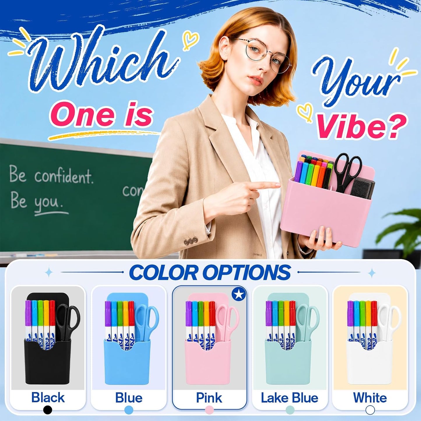Magnetic Pen Holder, Magnetic Marker Holder, 4 Pack, White | Magnetic Cups for Dry Erase Markers, Pen Organizer for Whiteboard, Refrigerator, Locker, Cruise, Classroom, Office, School