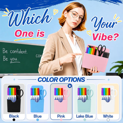 Magnetic Pen Holder, Magnetic Marker Holder, 4 Pack, White | Magnetic Cups for Dry Erase Markers, Pen Organizer for Whiteboard, Refrigerator, Locker, Cruise, Classroom, Office, School