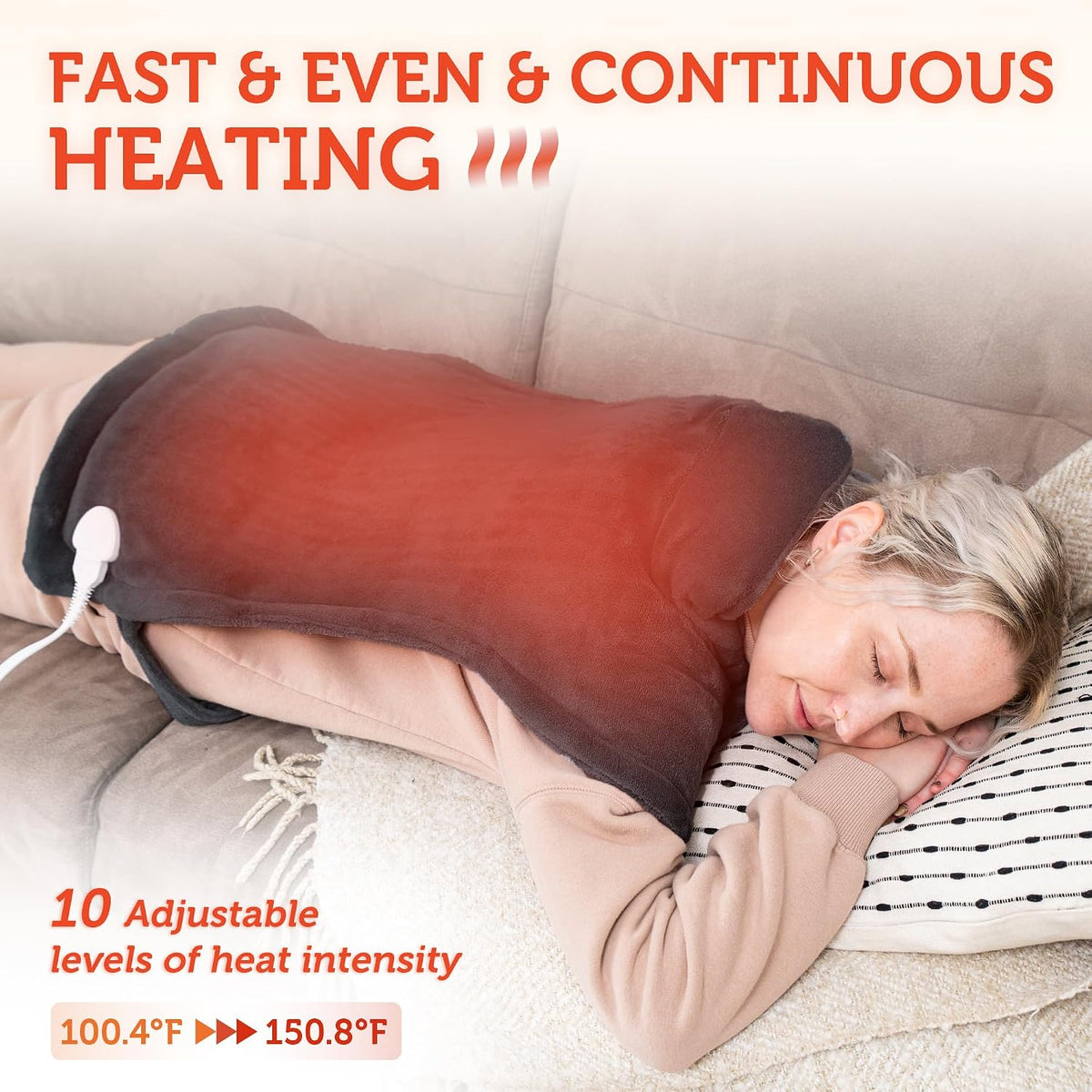 CILI Heating Pad for Back Pain Relief, 24"x36" Large Heating Pad for Neck and Shoulders Back, Electric Heat Pad with 10 Heat Settings, Back Heated Wrap, ETL Certified, Gifts for Women Men