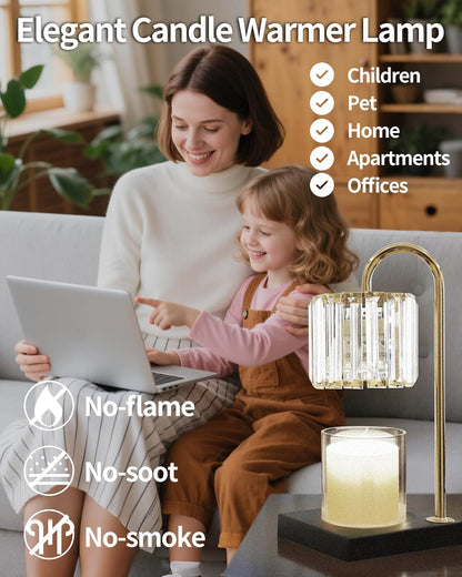 TigQiang Crystal Candle Warmer Lamp with Timer, Adjustable Height, Clear