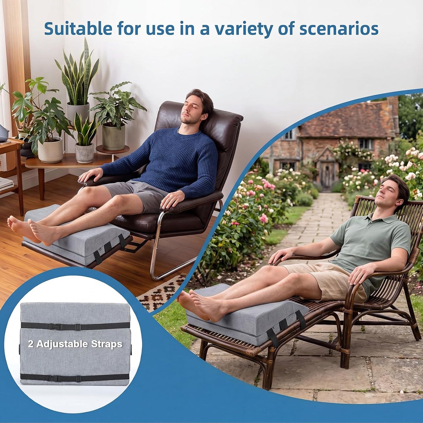 Junkin Adjustable Recliner Leg Rest Cushion Leg Elevation Pillow Linen Foot Rest Cushion Legs Wedge Pillow for After Surgery Sleeping Chair Bed Sofa Couch Blood Circulation