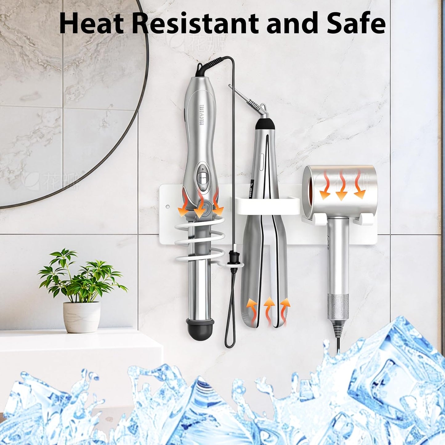 Hair Dryer Holder Hair Tool Organizer Metal Wall Mount (Gold) | Heat Resistant Hair Tool Organizer, Metal Wall Mount Storage, Bathroom Counter Space Saver, Blow Dryer Holder