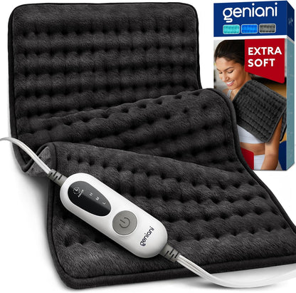 GENIANI Back Pain & Relaxation Gifts for Women – Electric Heating Pad for Back, Neck & Shoulders, Soft Microplush Electric Throw Heating Pad for Period Comfort, Fast Heating, Auto Shut Off, 12"x24"