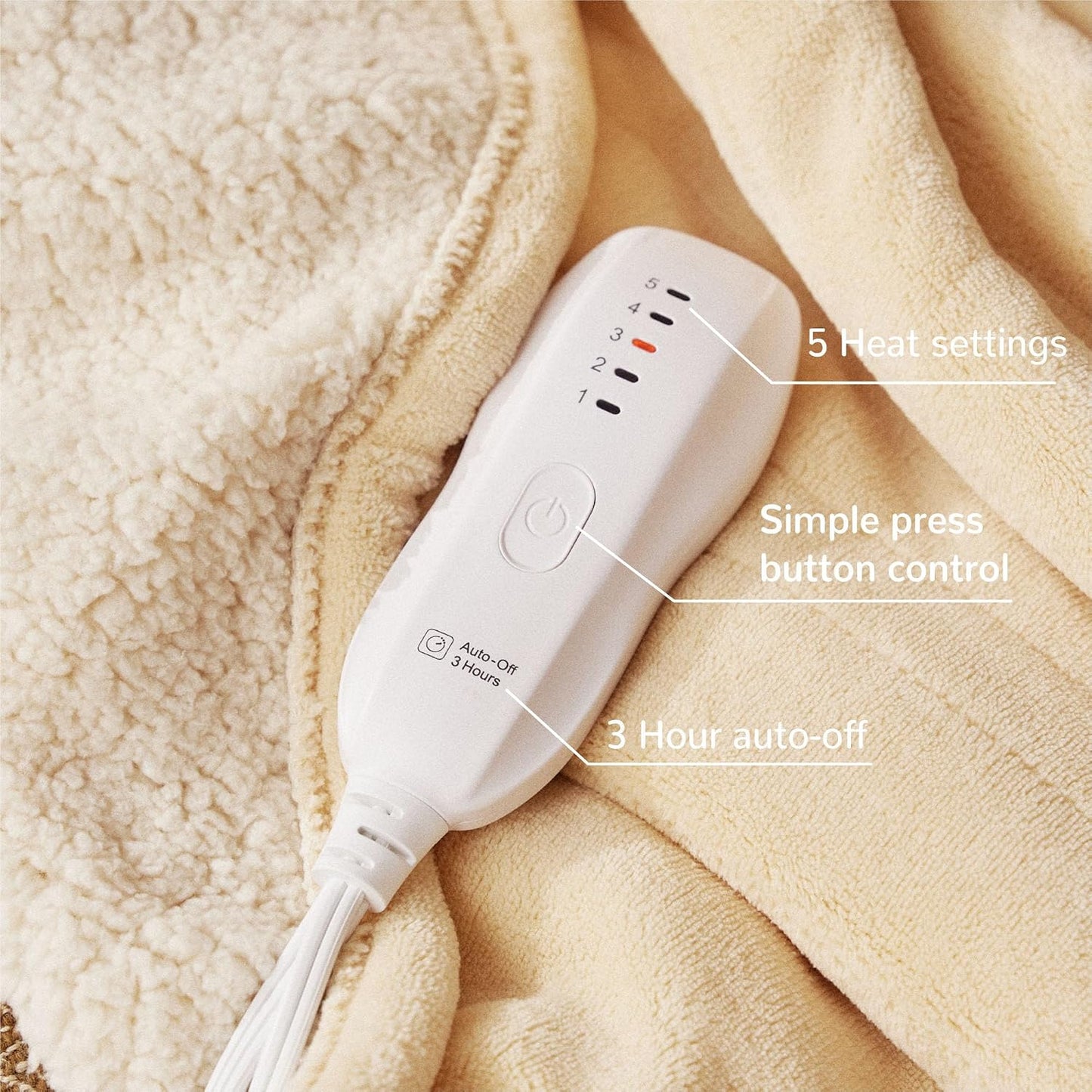 Heated Blanket 50x60”, 3 Hours Auto-Off Electric Blanket, Grey | 5 Heat Settings, Heating Blanket Machine Washable, Overheat Protection, Soft Fabric, Energy Efficient, Heat Throw for Office