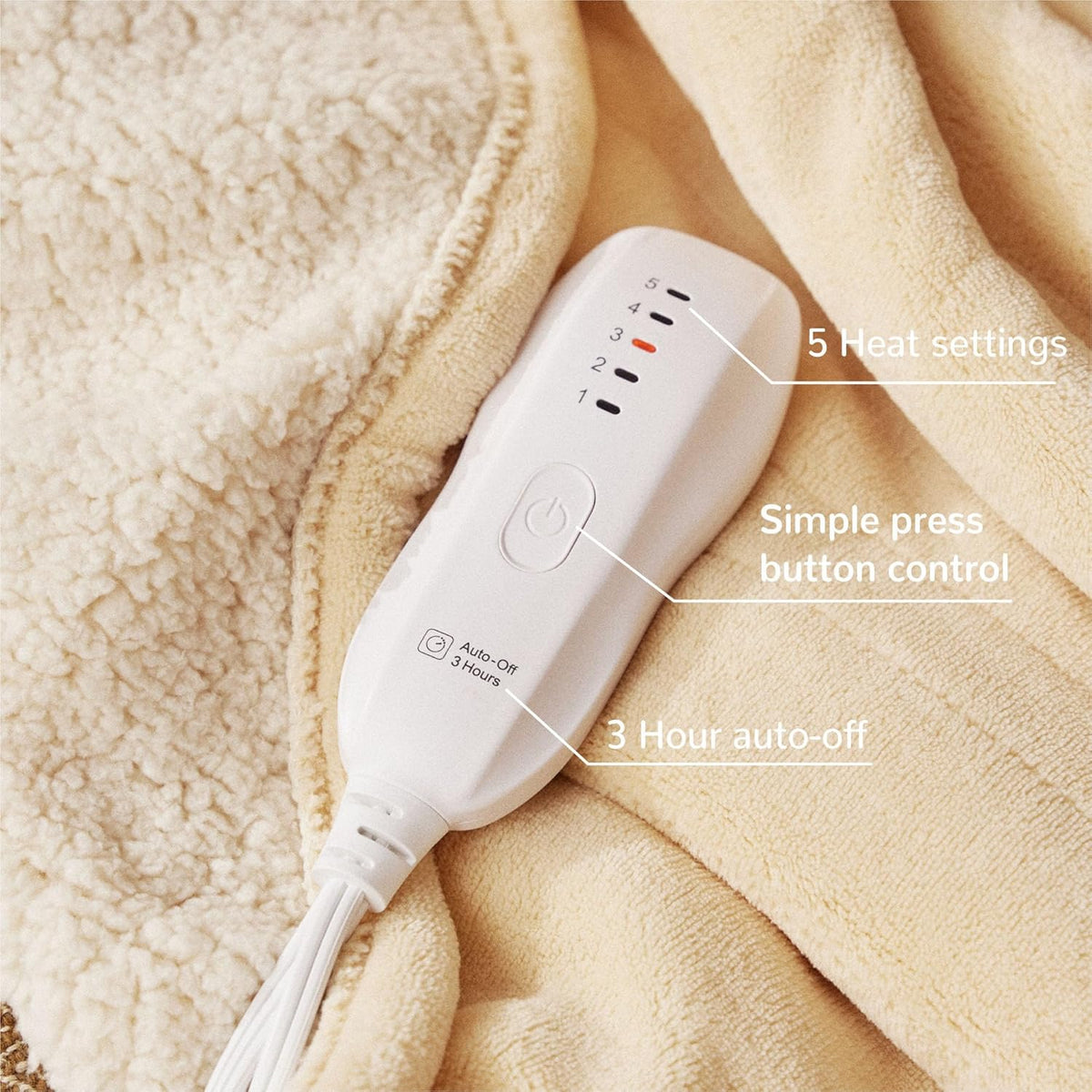 Heated Blanket 50x60”, 3 Hours Auto-Off Electric Blanket, Grey