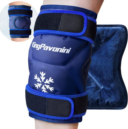 KingPavonini XXL Knee Ice Pack Wrap Around Entire Knee, 1 Pack, Blue