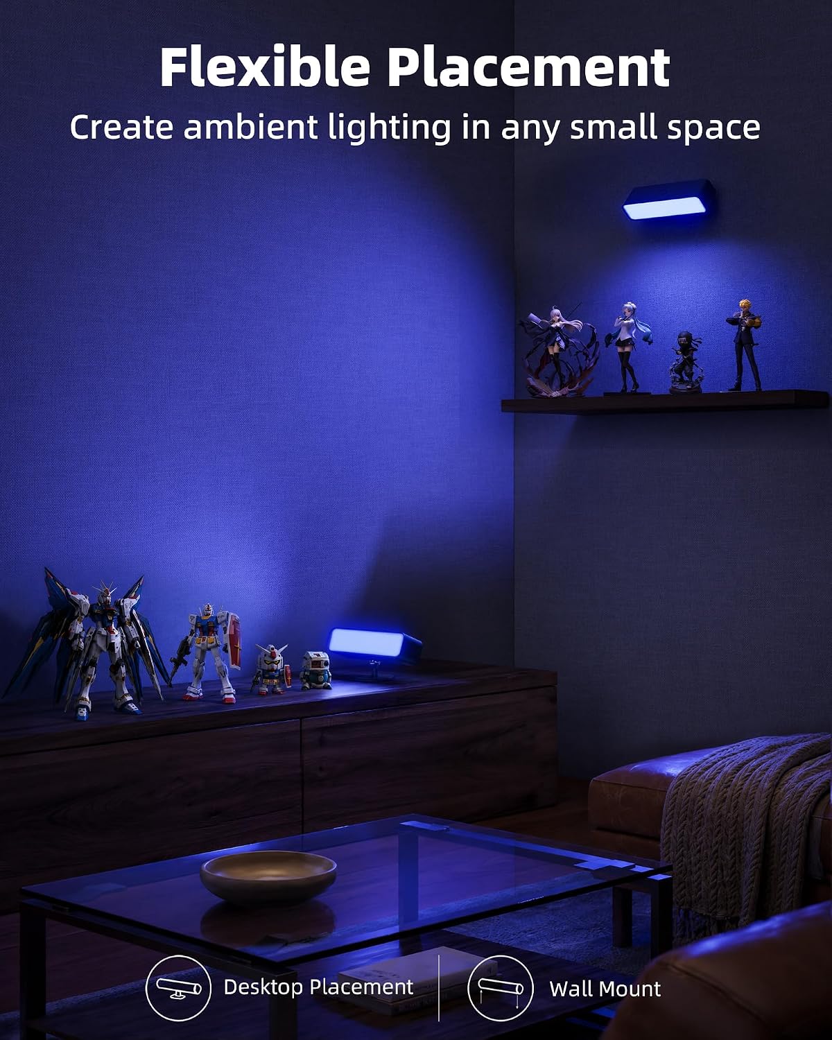 EZVALO Wireless RGB Light Bars, Rechargeable LED Mood Lights with Remote