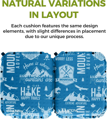 ATEPA Inflatable Seat Cushion | 2" & 2.5" foam core seat pad, Self inflating, Compact, Stadium, Airplane, Travel, Camping, Hiking, Sports events