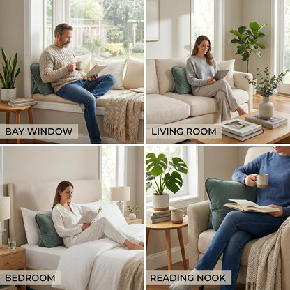 Pat. Pend. Corduroy Lumbar Support Back Pillow for Watching TV, Reading & Gaming, Ergonomic Triangle Support Cushion for Sofa, Armchair & Bed Sitting, Removable Washable Cover, Beige Gray