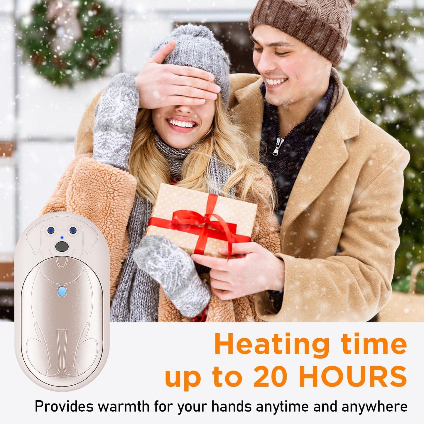 AI Hand Warmers Rechargeable 2 Pack, 6000mAh Electric Pocket Heater with 20H Heating, 3 Levels, Snap-On 2-in-1 Design, Winter Gift for Men & Women, Hiking, Hunting, Outdoor