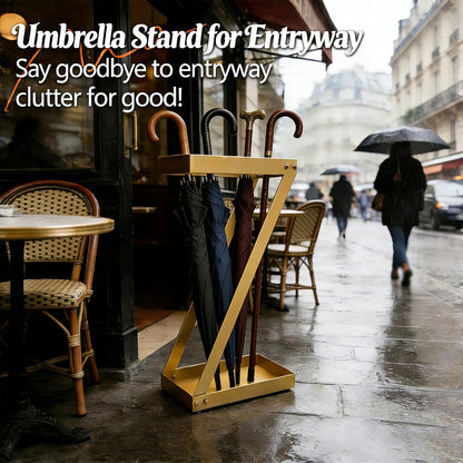 Umbrella Holder for Entryway, Black Umbrella Stand Indoor Stores Umbrellas Canes Equipped with Hooks Ideal for Home, Office , Hotel Lobby of Umbrella Storage Rack