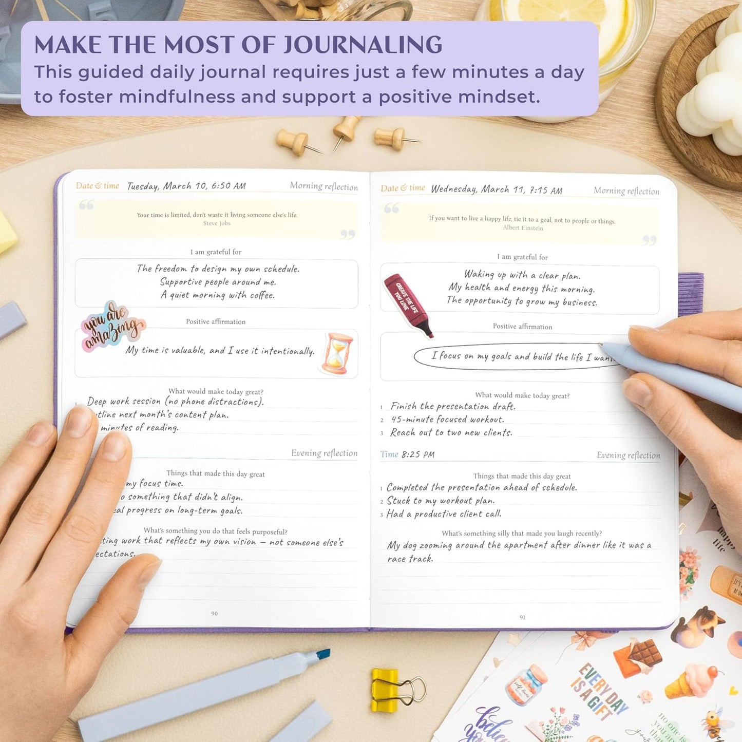 Legend Four-Minute Journal with Prompts & Habit Tracker – Daily Gratitude Journal for Women & Men – Guided Positivity, Self-Reflection & Affirmation Notebook (Lavender)