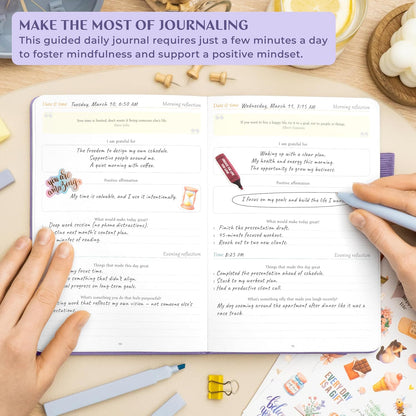 Legend Four-Minute Journal with Prompts & Habit Tracker – Daily Gratitude Journal for Women & Men – Guided Positivity, Self-Reflection & Affirmation Notebook (Lavender)