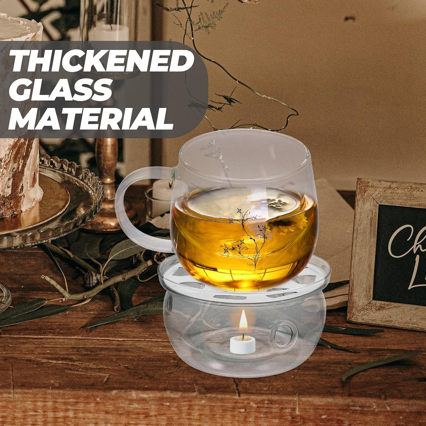Transparent Glass Teapot Warmer Base Round Heat Preservation Stand for Household Tea Kettle Safe Glass Material Multi-use Decoration and Warming Accessory