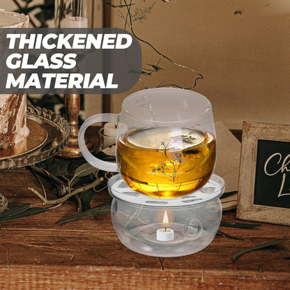 Transparent Glass Teapot Warmer Base Round Heat Preservation Stand for Household Tea Kettle Safe Glass Material Multi-use Decoration and Warming Accessory