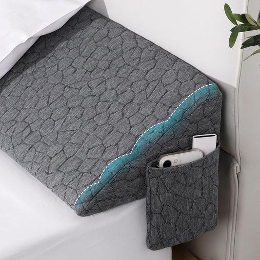 Patented Bed Wedge Pillow for Headboard Gap, Filler Between Mattress Gaps (0-7"), Comfortable Supportive High Density Cushioned Foam Pillows, Stay in Place Gripping Dots, King Soft Gray (76"x10"x6")