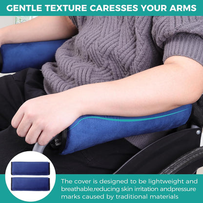 Wheelchair Anti Slip Armrest Covers for Adults, Seniors, Handicapped - Soft Support Cushion for Mobility Aids,2Pcs (Blue)