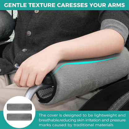 lefeke 2 Pack Wheelchair armrest Pads - Soft Velvet Foam armrest Covers for wheelchairs, Office Chairs and armchairs, etc., Effectively relieves arm Pressure and Prevents Soreness (Blue)