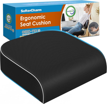 Seat Cushion, Memory Foam Office Chair Cushion, Black, Large