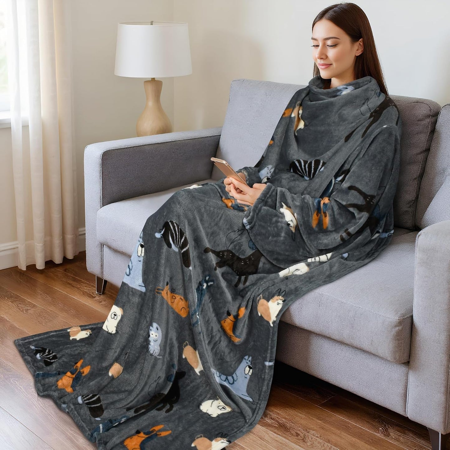 Catalonia Wearable Blanket with Sleeves for Women & Men, Fleece Wrap Throw | Cozy Sleeve Design for Hands-Free Comfort, Perfect for Reading, TV Time & Relaxing, Christmas & Birthday Gift