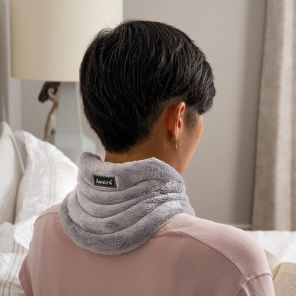 ASUTRA Weighted Neck Wrap, Plush Gray | Microwaveable Heating Pad for Neck and Shoulders, Hot and Cold Compress, Lavender Aromatherapy