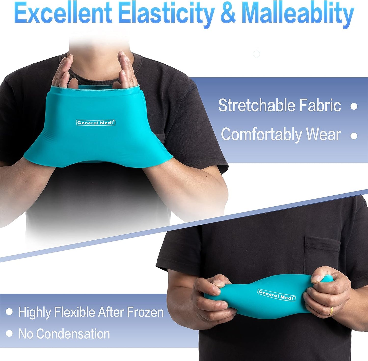 General Medi Headache & Migraine Ice Wrap Cap, Cold Therapy Migraine Relief Hat, Headache Ice Hat Cold Compress, Great for Puffy Eyes, Tension, Sinus & Stress Relief (Blue)