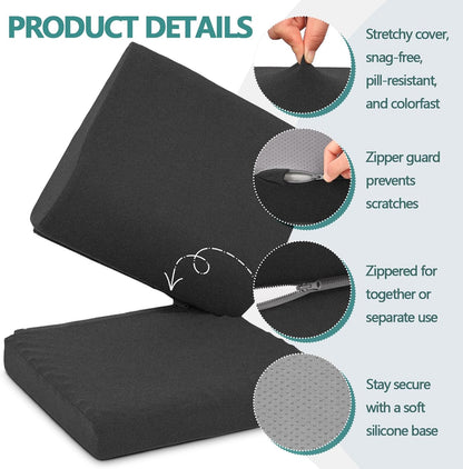 Shinnwa Lumbar Support Pillow for Recliner, Ultra-Soft Foam Back Support Pillow and Egg Crate Foam Seat Cushion 2-in-1 for Couch, Office Chair, for Back Pain Relief, Brown