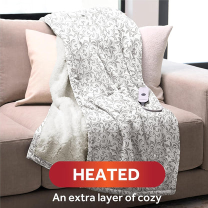 Sunbeam Electric Throw Royal Mink Sherpa Heated Blanket, 4 Heat Settings, 4-Hour Auto Shut-Off, Fast Heating, Luxurious and Ultra Comfy, Cabernet Color, 50" x 60"