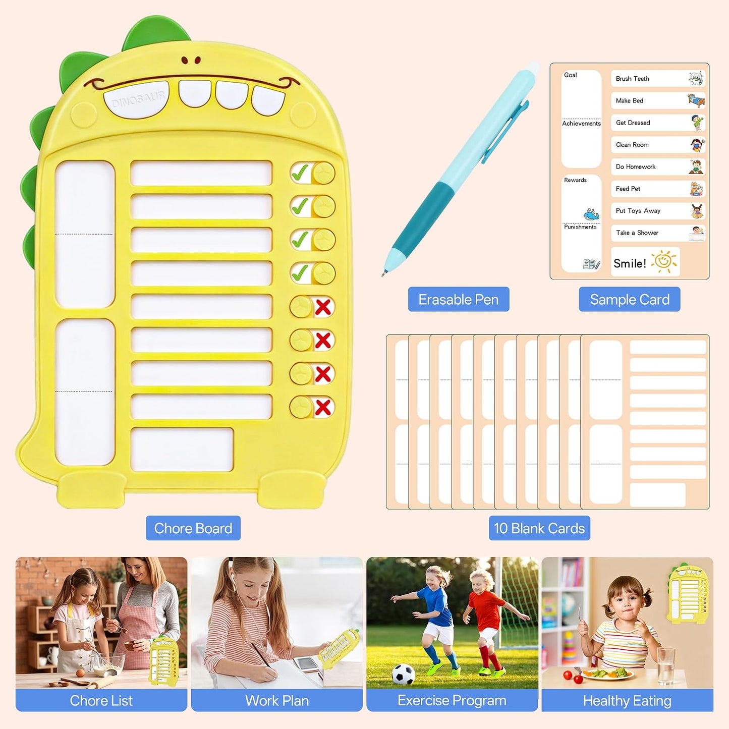 Chore Chart for Kids, Planning Board with Sliders, to Do List | Visual Schedule Board, Routine Chart with Slider, Morning Bedtime Routine Chart for Toddlers, ADHD Tools
