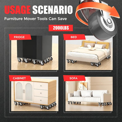 Kavlium Heavy Duty Furniture Dolly,5-Wheel Furniture Movers,5.3 Inch | Carbon Steel Dolly with Lifter Tool and 360° Casters for Moving Sofas,Refrigerators,Cabinets and Other Heavy Furniture.