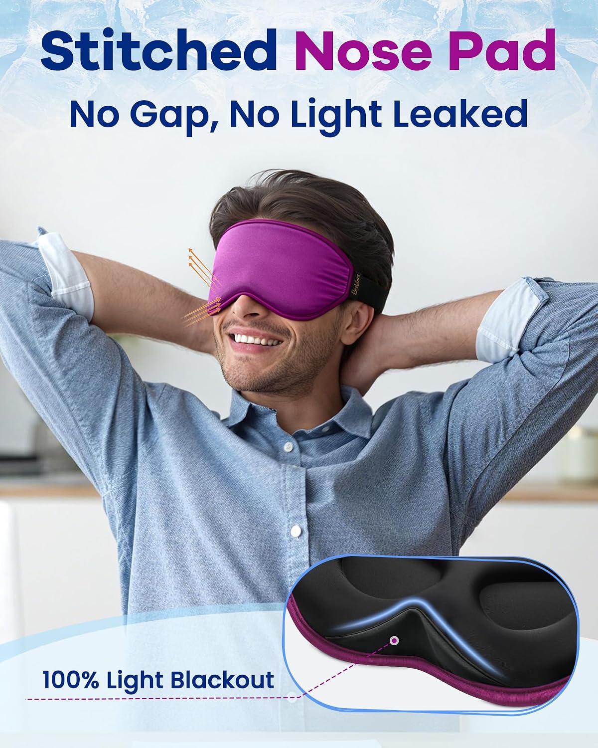 BeeVines 3D Cooling Gel Eye Mask for Puffy Eyes Migraines Headache Fast Relief, After Surgery Care, Ice Pack for Cold Compress, 6 OZ Contoured Weighted Sleep Mask for Sleeping, 100% Blackout