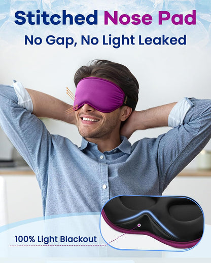 BeeVines 3D Cooling Gel Eye Mask for Puffy Eyes Migraines Headache Fast Relief, After Surgery Care, Ice Pack for Cold Compress, 6 OZ Contoured Weighted Sleep Mask for Sleeping, 100% Blackout