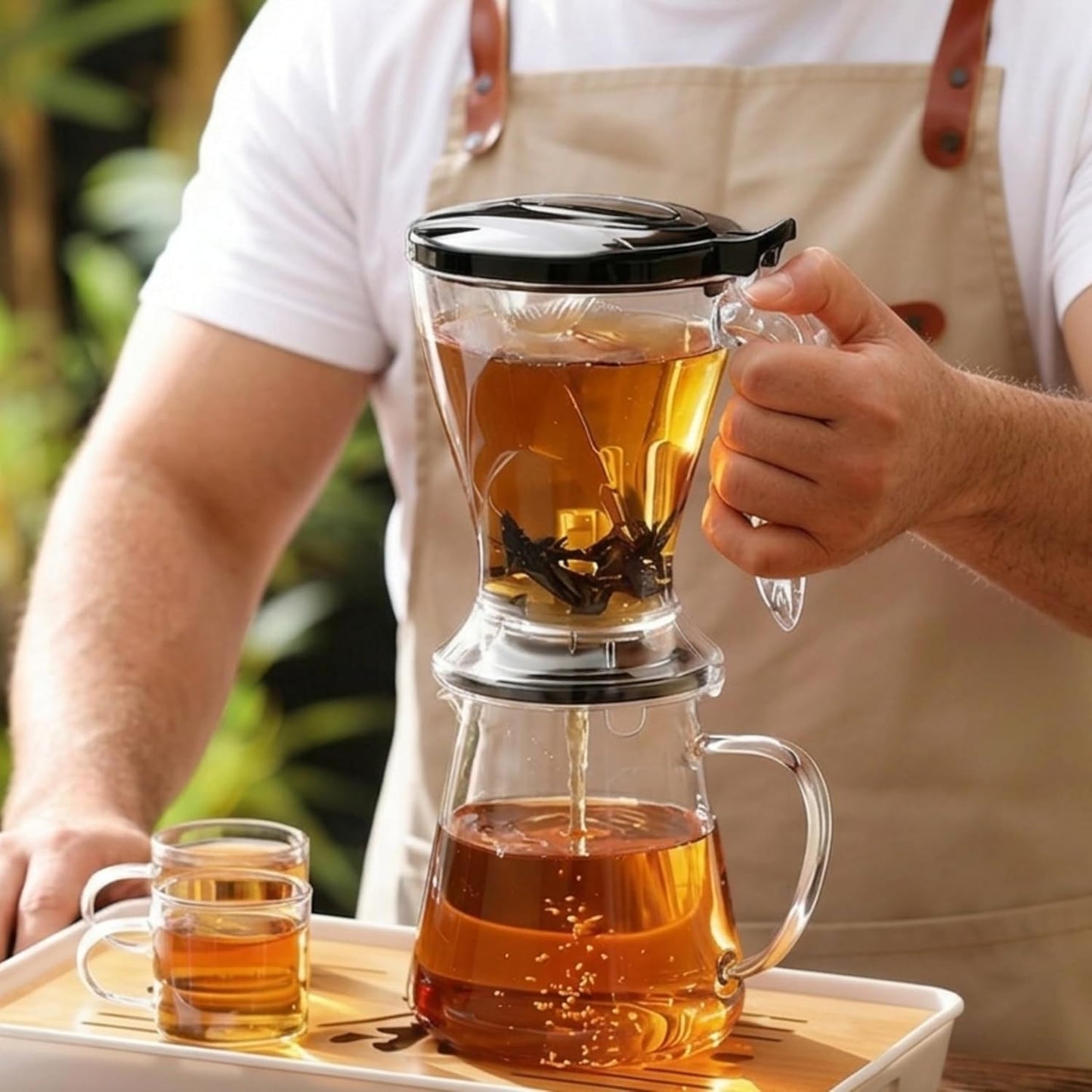 Smart Tea Maker - Loose Leaf Bottom Dispensing Infuser (Black) | 19oz BPA-free plastic brewer for tea & coffee. Dishwasher safe & easy to clean. Comes with extra filter and coaster