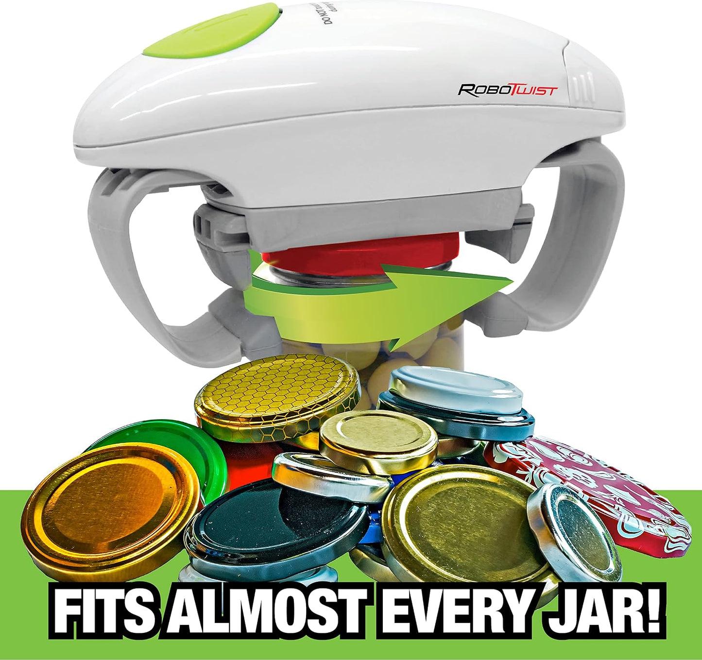Robotwist Automatic Jar Opener Deluxe Model with Improved Torque | Electric, One Touch Hands Free for Seniors with Arthritis or Weak Hands, Fits All Jars 1.2–3.5 in