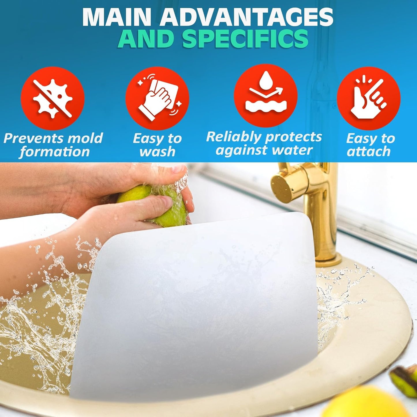 3 Pcs Sink Splash Guard, 9.7 x 11 Inch Splatter Screen, Suction Cups | Splash Guard for Kitchen Sink Area, RV and Utility Sinks - Long-Lasting Dishwashing Accessories, Lightweight, Easy to Clean
