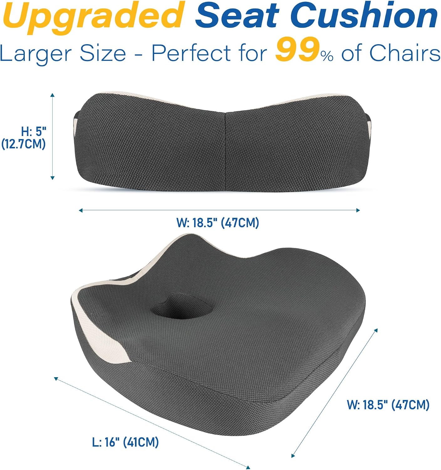 Allaboutsla Car Seat Cushion for Driving, Car Seat Pillow for Short Drivers | Ergonomic Memory Foam Seat Cushion for Pain Relief, Adult Booster Seat for Car, Butt Cushion for Car, Truck, Office, B&G
