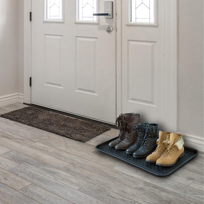 Stalwart 75-ST6012 All Weather Boot Tray-Water Resistant Plastic Utility Shoe Mat for Indoor and Outdoor Use in All Seasons (Black), Large