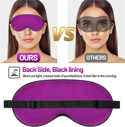 Sleep Mask, Silk Eye Mask for Sleeping with Adjustable Strap, Satin Blackout Sleeping Eye Mask for Men&Women, Comfortable Blindfold Eyeshade for Night Sleep(Black)