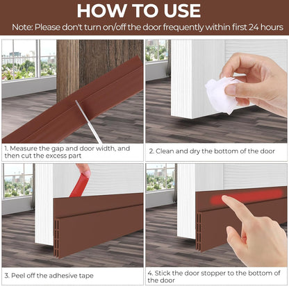 Ohuhu Door Draft Stopper, 1" Wide Adhesive Weather Stripping Seal, 39" | self-adhesive silicone, for interior exterior doors, 3-layer soundproof, save energy, blocks drafts, noise, light, dust, bugs