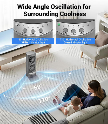 Tower Fan for Bedroom,24 ft/s Portable Desk Table Fan with Remote